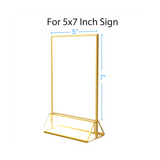 6Pack 5X7 Inch Clear Acrylic Sign Holder with Gold Borders and Vertical Stand, Double Sided Table Holders for Wedding