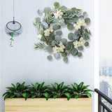 17 Inch Eucalyptus Greenery Spring Farmhouse Garland Plastic Wreath For Front Door Wedding Wall