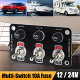 3 Gang/6 Gang Panel 12V/24V On/Off Rocker Toggle Switch with 10A Fuse Racing Cars RV Camper Marine Boat Yacht