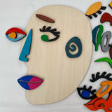 Wooden Montessori Puzzles, 26 Part Picasso Modern Puzzle, Colored Face Art Educational Stem Toy -Wooden Toddler Easy To Use