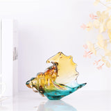 Hand Blown Conch Statue, Glass Art Figurine, Home Decor with Sea Shells, Bookcase Decoration