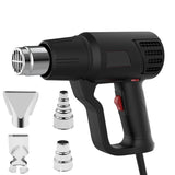 Black Color 220V Heat Professional Hot Air Gun Adjustable Temperature 60-600 ℃ 4 Nozzles for DIY Stripping Paint Shrinking