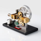 Engine With LED Light And Voltmeter,Horizontally Opposed Diamond Structure Gear Drive Stirling Model Kits