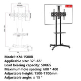 50KGS LCD Vertical TV Brackets Mobile Stand or Trolley For 32"-65" Teion