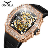 ONOLA Fashion Watch for Men Milky Way Star Sapphire Dial Luxury Steel Band Male Mechanical Wrist Watches Relogio Masculino