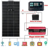 300W Solar Panel 12V to 110V/220V 3000W Pure Sine Wave Inverter Solars System Battery Charger Complete Power Generation