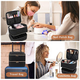 30 Bottles Nail Polish Storage Portable Cosmetic Large Handbag Organizer with Handle for Travel 2 Layer Essential Oil Bag
