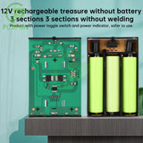 12V Rechargeable 3 Cell Solder-Free 18650 Tandem Battery Box Removable Protection Lid With DC Holder