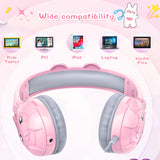 Cartoon Headphones Portable Foldable Kids Wired Headphone Built-in Share Port with Mic Support Handsfree Safety Volume Headset