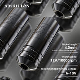 Ambition  Stroke 4.0-4.5-5.0mm Rotary Tattoo Machine With Kuark RCA Wireless Battery 2400mAh Powerful Brushless Motor Pen
