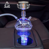 CRUSHER Cute Car Acrylic Hookah Smoking Cup with LED Light Metal Tobacco Bowl Water Pipe Narguile Complete Portable Party