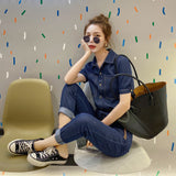 Summer New Short-sleeved Jumpsuit Overall Jeans Clothes Women's Jumpsuit