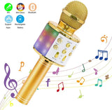 Wireless karaoke microphone, Bluetooth handheld portable speaker, home KTV player with LED dance recording function, children's