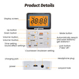 Portable Radio AM/FM Pocket Radio with Rechargeable Battery LED Display 3.5mm Earphone Support Manual/Auto Save Station