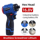 16.8V Brushless Lithium Hand-held Rechargeable Screwdriver Electric Tool Torque Drill