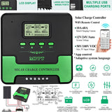 MPPT Solar Charge Controller 12V/24V 10-60A WiFi Remote Solars Panel Regulator LCD USB for Lifepo4 Lead Acid Lithium Battery