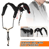 Adjustable Harness Padded Saxophone Leather Sax Strap Metal Hook for Tenor/ Soprano/ Alto Saxophones Clarinet