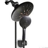 1pc Shower Head Combo, 21.84cm High Pressure Rain Shower Head, 5 Settings Handheld Shower Head Combo, Powerful Low Pressure Water Shower Spray, Matte Black, Bathroom Accessories