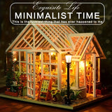 1 Set, Flower Assembled Dollhouse, Funny Assembled Toy, DIY Wooden Dollhouse Kit With Light, Assembled Puzzle House Assembled House Toy Valentine's Day Gifts Birthday Gifts Handmade Model Scene Flower Shop Kit DIY 3D Miniature Wooden Doll House Shop