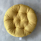 Round linen PUF with wheels - meditation cushion, soft and breathable seat cushion