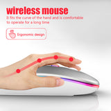Rechargeable Bluetooth wireless mouse 2.4GHz USB RGB 1600DPI mouse, suitable for computers, laptops, game consoles, and mice