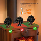 1pc Wood Stove Fan, Fireplace Fan With 180° Up And Down Rotation, Non Electric Fan For Wood, Thermoelectric Fan 6 Blades Stove Fans Silent Motors, Push Horizontal Air Flow, Heat Powered Wood Stove Fan For Wood Burning Stove/Gas/Pellet/Log