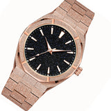 Matte Star Dust Dial Rose Gold Full Stainless Steel Strap High Quality Luxury Frosted Japanese Miyota Quartz Watch Clock for Men