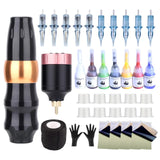 hine Set Complete Mini Rocket Rotary Pen Suit Cartridge Needles Wireless Tattoo Power Supply Professional Makeup Kit
