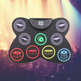 Roll Up Practice Pedal Controller Pad - Digital Kit USB with Drum Sticks, Touch Sensitivity for Beginners Practicing