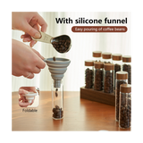Beans Storage Container Tea Test Tube Glass Bottle with Walnut Display Rack Espresso Coffee Accessories C