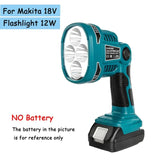 3W/12W Emergency LED Work Light Flashlights Electric Torch Outdoor Portable Lamp for 14.4V-20V Li-ion Battery