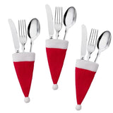 Hat Fork Knife Cutlery Decorations for Home Merry 2023 Christmas Tableware Bag Holder