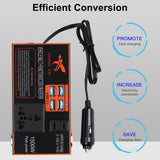 Car Inverter Power Adapter Converter 8 Ports DC 12V/24V to AC 110V/220V USB Chargers Cigarette Socket Cigar Lighter Plug