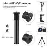 Extendable Extension Pole Rod 19-31cm 1/4-inch 3/8-inch with 2pcs 1/4 to 3/8 Adapter Screws for DSLR SLR Camera Ball Head Tripod