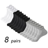 8 Pairs Men Socks Cotton Ankle Socks Sweat Absorbent Deodorant Socks Free Size Sports Running Fitness