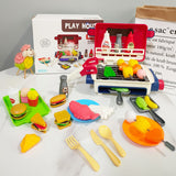 Children BBQ Grill Kitchen Mini Electric Barbecue Game Simulation Food Set Music Light Pretend Play Toys For Kids