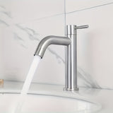 1pc 304 Stainless Steel Faucet, Single Cooled Ceramic Valve Core, Single Handle Bathroom Cabinet Basin Faucet