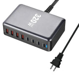 320W Gallium nitride Desktop 8-port PD Charge 3.0 Type C Fast Charger Mobile USB