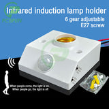 Automatic Human Body Infrared IR LED Bulb E27 Base Lamp Motion Sensor Light Socket Adapter Holder AC110-240V