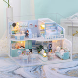 DIY Doll House Miniature 3D Wooden Dollhouses Set Furniture Kit With LED & Dust Cover Toys For Children Gift