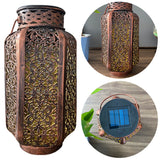 Solar Powered Lights Waterproof Outdoor Retro Hanging Light with Handle Metal Lanterns Lighting for Garden Patio Yard