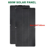 600W 18V Flexible Monocrystalline Solar Panel Kit - Complete System for Home, Car, Boat, RV, and Camper. 12V Battery Charger