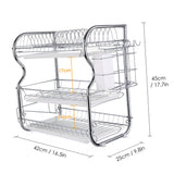 Multi-functional 3-Tier Dish Kitchen Supplies Storage Draining Rack with Chopstic/Knives Board Holder Drainboard