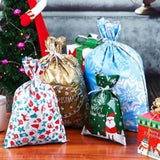 15Pcs Drawstring Bags 2024 Merry Santa Claus Gift Large Candy Cookie Packaging Bag Christmas Decora