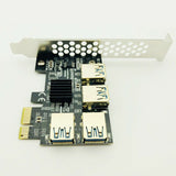 PCI-E Board Ports USB Adapter 1 to 4 Riser Card Set, 4pin Expansion Cable
