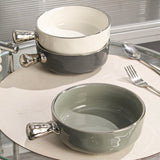 1pc, French Onion Soup Bowl With Handle, 300ml/10oz Ceramic Soup Bowl, Salad Bowl
