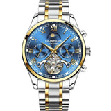 GUANQIN Tourbillon Mechanical Luxury Men's watches Stainless steel Waterproof Moon Phase Watch Sapphire Luminous watch for men