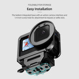 Action Camera Video Cage Metal Vlog Case Protective Housing Cold Shoe Mount Extension Replacement for GoPro Hero 12/11/10/9