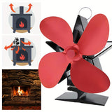 1pc Heat Powered Stove Fan 4-Blade Wood Burning Stove Fireplace Fan Silent Motors Heat Powered Circulates Home Eco Efficient Heat Distribution For Gas/Pellet/Wood/Log Stoves Thanksgiving Halloween Christmas Gift Fall Winter Essential
