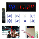 Portable LED Workout Remote Control Fiess Timer Multifunctional Wall Clock for Gym and Outdoor Sport